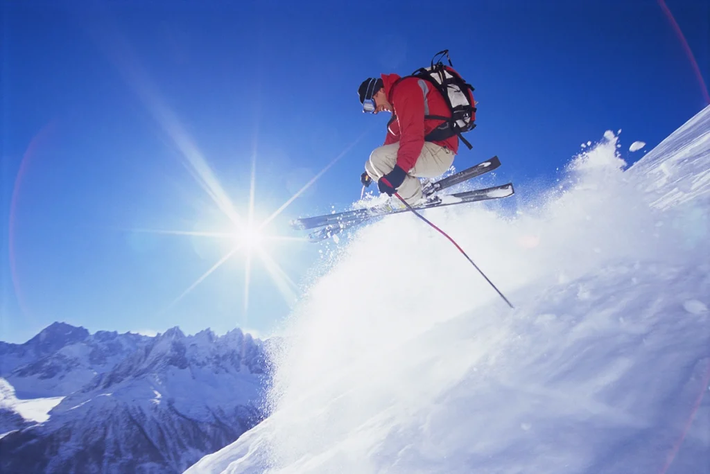 young man skiing